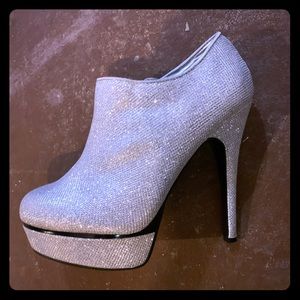 Silver Sparkle Heeled Booties